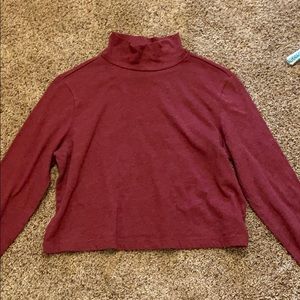 maroon long sleeve crop turtle neck. size medium.